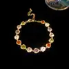 Pulsera de Zirconia Colorida Cuadrada Ovalada Forma de Gota de Agua Moda Lujo Ligero Sentido de Alta Gama Pulsera Dulce para Novia Pulsera Versátil