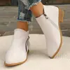 Nuevos estilos de zapatos para mujer para tiendas en línea independientes: botas de mujer de talla grande con tacón grueso, botas Martin de gamuza, botines de tacón bajo con cremalleras laterales