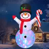 Decoraciones Inflables Navideñas para Fiesta en Patio Exterior Adornos Luces de Escenario Giratorias Muñeco de Nieve Navideño Barra de Dulces
