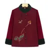 Abrigo de otoño para madre de mediana edad, top de invierno estiloso, chaqueta de algodón para abuela, cuello alto, abotonado, cálido y de corte holgado