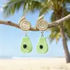 Aretes de Corazón de Tres Capas Rosa Barbie Súper Brillantes Estilo Océano Ins con Estrella de Mar y Concha de Acrílico Aretes del Día de San Valentín