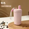 Vaso de café portátil con bloqueo de color macarrón y cordón, mini vaso de bolsillo de acero inoxidable 304 con aislamiento al vacío para beber directamente