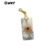 Wt-P2011 Exportación Más Vendido Pequeño Sol Dorado Incrustado Piedra Natural de Colores Colgante Rectangular Accesorios Hechos a Mano