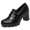 Zapatos para Mamá de Mediana Edad 2026 Otoño Zapatos para Mujer Boca Profunda Zapatos de Piel Piel Suave Suela Gruesa Punta Redonda Zapatos de Salón Tacones Altos
