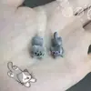 Brincos de Gato Azul Aveludado e Fofo para Mulheres 2025 Novo Estilo Quente Doce Design de Nicho Acessórios