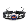 Colección de Equipos Potenciales Populares de la MLB Pulsera de Cuerda de Cuero 8 Equipos Logo del Equipo Ajustable Pulsera para Fans