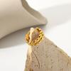 Anillo de Acero Inoxidable con Oro de 18K Doble Capa Ovalado con Abertura de Frijol Acero de Titanio Anillo de Moda Empaquetado Individualmente Estilo Pareja