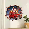 Efeito Hole-in-the-Wall Papai Noel Vermelho Padrão de Caminhonete Vintage Adesivo de Parede Quarto Decoração de Atmosfera Festiva