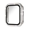 Adecuado para Caja de Reloj Apple S12 Incrustada con Diamantes, Caja de Reloj iWatch de PC con Fila Única Incrustada con Diamantes, Caja Protectora Integrada de PC + Película Templada
