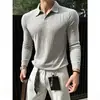 Camisa polo de otoño estilo old money, con diseño de gaviota, cuello Henley, manga larga, corte deportivo y transpirable, look retro americano clásico y estilo versátil.