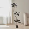 Árbol de Goma Black Diamond Planta Verde Artificial Decoración de Sala de Estar de Lujo de Gama Alta Planta Falsa Biónica Grande de Pie Estilo Wabi-Sabi