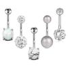 E-Commerce Transfronterizo Combinación de Piercing para Ombligo 5 en 1, Exquisito Pedido de Piercing para Ombligo de Circonita