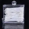 Caja de Acrílico Transparente para Bastoncillos de Algodón Ps, Caja de Almacenamiento para Discos de Algodón, Caja de Almacenamiento de Muestras para Escritorio, Caja Transparente para Discos de Algodón