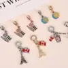 Joyería de Plata Vintage Cuentas de Agujero Grande AMOR Sol Corazón Flor de Cerezo Rosa Torre Eiffel Colgante Accesorios para Pulsera DIY