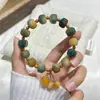 Pulsera de Raíz de Bodhi con Diseño Tallado de Pequeño Caqui de Dunhuang, Pulsera de Cuentas de Oración Budista Suave al Tacto