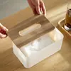Caja de Pañuelos de Madera de Bambú Estilo Japonés Plástico Minimalista de Escritorio para el Hogar Caja de Pañuelos de Alto Valor Sala de Estar Creativa Caja para Servilletas