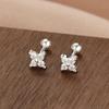 S999 Brincos de Prata Esterlina Feminino Pé Parafuso de Prata Padrão de Seda Simples Elegante ins Pequeno Osso de Orelha Unhas Dormir Brincos Semana Livre