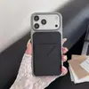 Nova capa com padrão de lichia adequada para Apple 17, textura de couro com porta-cartão, capa de couro PU 16 com proteção total anti-queda para 15