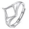 Montura de anillo de plata de ley s925, biselado cuadrado de 8 mm, montura de anillo estilo palacio floral cepillado, accesorios de joyería para incrustar DIY