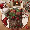 Alfombra Redonda para Sala de Estar Transfronteriza Decoración Navideña Felpudo de Cristal Terciopelo Resistente a Manchas Felpudo para Pies Alfombra de Papá Noel