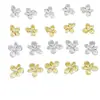 Decoraciones para arte de uñas de flor pequeña con incrustaciones de circonita cúbica de cobre transfronterizas, tachuelas de flor de metal 3D para uñas, accesorios de arte de uñas portátiles para DIY