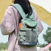 Mochila funcional de colorblock estilo macaron con múltiples correas externas, adecuada para estudiantes, para ir al trabajo y para excursiones al aire libre, ligera y fácil de guardar.