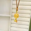 Oro Aluvial 999 Nuevo Chinoiserie León Despertar de la Suerte Cadena de Campana Colgante Chinoiserie Cadena de Suéter Cuerda Trenzada Cadena de Clavícula Regalo