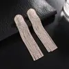 Brincos de Franja Longa com Corrente de Garra de Strass para Mulheres, Brilhantes, de Palco, Exagerados, Elegantes E786