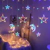 Luces de Cortina LED Transfronterizas Luces de Cadena Cielo Estrellado Luces Decorativas de Estrella y Luna para Navidad Habitación Dormitorio Venta al por Mayor
