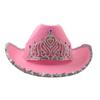 Chapéu de Cowboy de Natal, Chapéu de Cowboy com Pena, Coroa de Lantejoulas, Chapéu de Natal, Chapéu Feminino, Presente Transfronteiriço de Natal