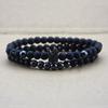 AliExpress Europa y Estados Unidos nuevo pulsera de cuentas de cobre esmerilado negro microincrustada circonita pulsera de corona pulsera para parejas al por mayor