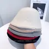Gorro de Lana de Punto de Color Sólido con Borde Enrollado Estilo Japonés para Mujer, Versátil Sombrero de Pescador Cubo Artístico de Invierno, Cálido y Acogedor, Tendencia