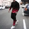 Comercio exterior primavera nuevo camiseta de manga larga con cuello redondo para hombre pantalones impresión 3D jersey traje deportivo casual para hombre