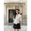 Camisa de lino 100% de manga media, intelectual a la moda, para mujer, camisa para ir al trabajo, top elegante que ciñe la cintura