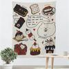 Tela Colgante de Animales Lindos de Dibujos Animados con Graffiti para Casa de Alquiler Cubierta de Pared para Sombreado Tela de Pared de Fe Pintura Decorativa Tela de Fondo con Sentido Avanzado