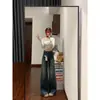 Jeans de Pierna Ancha Acampanados de Corte Holgado Estilo Retro Americano para Mujer, Novedad de Primavera Tallas Grandes Holgados con Caída Pantalones de Pierna Ancha de Campana
