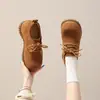 Zapatos de Mujer con Aumento Oculto de Altura, Punta Ancha, Zapatos Derby de Gamuza, Mocasines Retro con Cordones de Suela Gruesa, Zapatos de Cuero Estilo Británico, Zapatos de Vestir