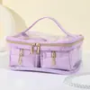 Bolsa de Cosméticos Sencilla con Patrón de Cocodrilo para Mujer, Bolsa de Almacenamiento Grande de Alta Gama, Neceser Portátil Impermeable para Viajes