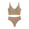Camisola deportiva con copa triangular y push up, fina, sin aros, de talla grande, con tanga cruzada