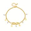 Tobillera de Moda Transfronteriza Doble Capa Perla Estrella Carácter Ocho Estrella de Cinco Puntas Acero de Titanio No se Desvanece Tobillera Joyería para Mujeres