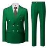 E-commerce Transfronteiriço Novo Conjunto de Terno Masculino de Botão Duplo Moda Casual Cor Sólida Conjunto de Duas Peças Masculino