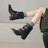 Botines de Tacón Grueso Apilado Estilo Western Motociclista Botas Martin Puntiagudos Mujer Retro 2026 Otoño/Invierno Nuevos Plisados