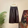 [Li] Nueva colección de otoño estilo chino: una falda lisa de color sólido de cintura alta con bolsillos, simple y elegante, perfecta para combinar con varios atuendos