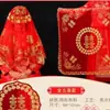 Velo Rojo Novia Principal Vestido de Novia Boda China Xiuhe Uso Verano Cubre-cabeza Rojo Bufanda Feliz Velo Semitransparente