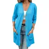 Cardigan Feminino de Cor Sólida, Manga Longa, Solto, com Bolso de Botão, para Comércio Transfronteiriço Europeu e Americano da Amazon, Coleção Outono/Inverno 2026