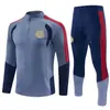 2627 Traje de entrenamiento de manga larga Real Madrid para adulto otoño e invierno, manga larga pantalón largo, conjunto de media cremallera, original con etiquetas, para dropshipping transfronterizo