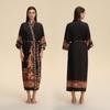 Novo Kimono Longo de Manga Comprida Europeu e Americano Transfronteiriço, Solto e Confortável, Pijama, Roupas de Casa Estampadas para Mulheres Wp3982