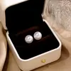 Pendientes Redondos de Perla Geométrica Aguja de Plata, Pendientes de Estilo de Lujo de Alta Gama, Pendientes de Perla Blanca Pura Simples al por Mayor
