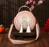 Bolsa Bordada Hecha a Mano DIY Guofeng Nuevo Estilo Chino Versátil Bolsa Redonda Pequeña Bolsa de Material Bolso Cruzado Bolso de Hombro Único para Mujeres