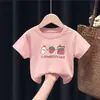 2058 # Ropa Infantil para Niños y Niñas, Camisetas de Algodón Puro de Manga Corta, Ropa para Niños, Tops de Verano, Camisas Básicas Versátiles con Estampado